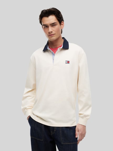 Tommy Jeans Koszulka rugby o kroju regular fit z czystej bawełny Złamany biały 4