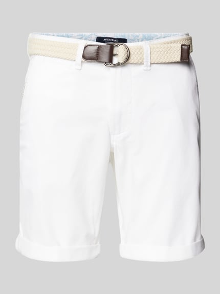 MCNEAL Slim Fit Bermudas mit Gürtel Weiss 2