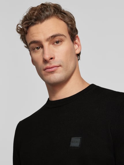 BOSS Orange Gebreide pullover met ronde hals, model 'Kanovano' Zwart - 3