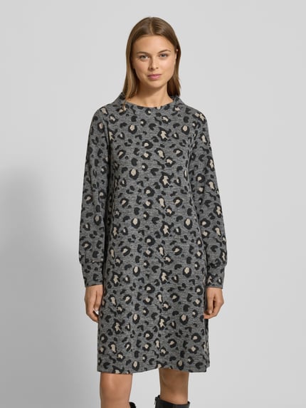 MORE & MORE Knielanges Jerseykleid im Allover-Look Anthrazit 4