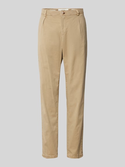 Goldgarn Tapered fit bandplooibroek van katoenmix Beige - 2