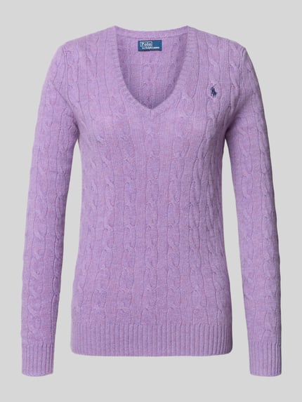 Produktfoto, Regular Fit Pullover aus woll-mix mit kasjmier-aandeel van Polo Ralph Lauren in lichtpaars met kabelpatroon, Dames Pullover von Polo Ralph Lauren
