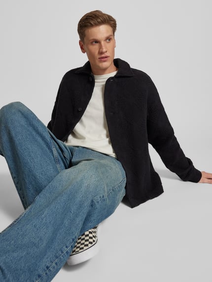 JACK & JONES Regular Fit Freizeithemd mit Strukturmuster Modell 'GREENPOINT' Black 3