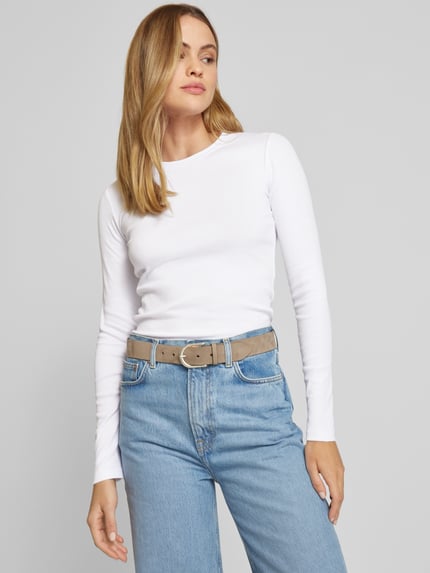 Samsøe Samsøe Longsleeve mit Rundhalsausschnitt Modell 'ALEXA' Weiss 3