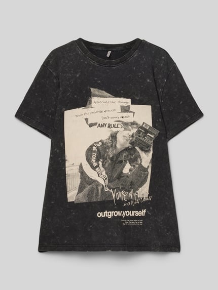 ONLY Regular Fit T-Shirt aus reiner Baumwolle Modell 'PERNILLE' Black 1