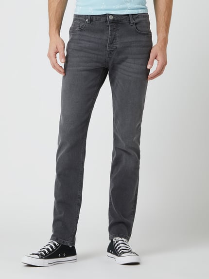 REVIEW Slim Fit Jeans mit 5-Pocket-Design Mittelgrau 4