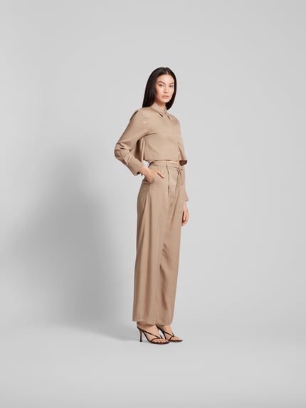 OH APRIL Stoffen broek met bandplooien Taupe - 1