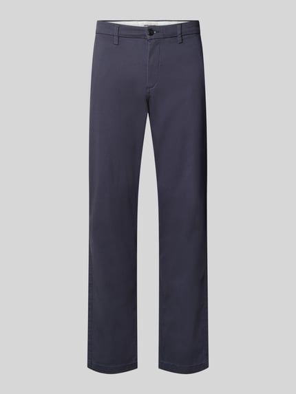 Produktfoto, Straight Fit broek uit katoenmix Model 'Kane' van JACK & JONES, donkerblauw, steek- en achterzakken, knoop- en ritssluiting, Bandwijdte maat 32/32: 41 cm, Binnenbeenlengte maat 32/32: 77 cm