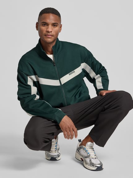 HUGO Relaxed Fit Sweatjacke mit Baumwoll-Anteil Modell 'DARTI' Dunkelgruen 3