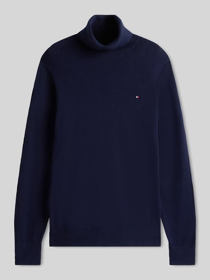 Tommy Hilfiger Regular Fit Rollkragenpullover aus Baumwoll-Kaschmir-Mix Marine 2