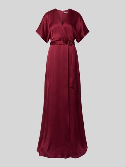 Christian Berg Cocktail Abendkleid mit Bindegürtel Bordeaux Melange 2