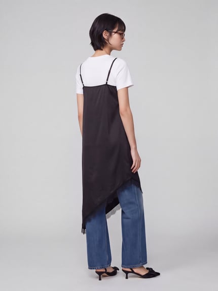 PIECES Fließendes Abendkleid mit asymmetrischem Saum Modell 'EVY' Black 5