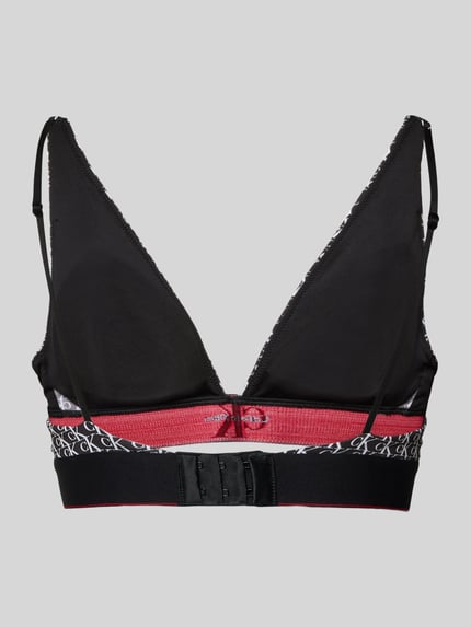 Produktfoto, Slim Fit BH mit Allover-Logo-Print von Calvin Klein Underwear, elastyczna mieszanka materiałów, krój slim fit, nadruk z logo na całej powierzchni, zapięcie na haftkę, regulowane ramiączka