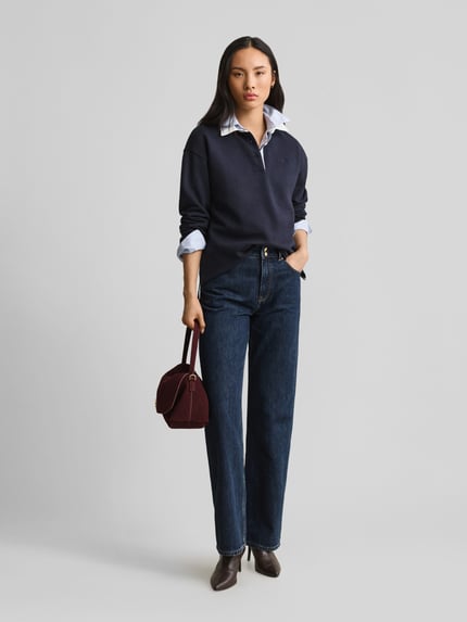 GANT Sweatshirt mit Polokragen RUGGER SWEAT Marine 1
