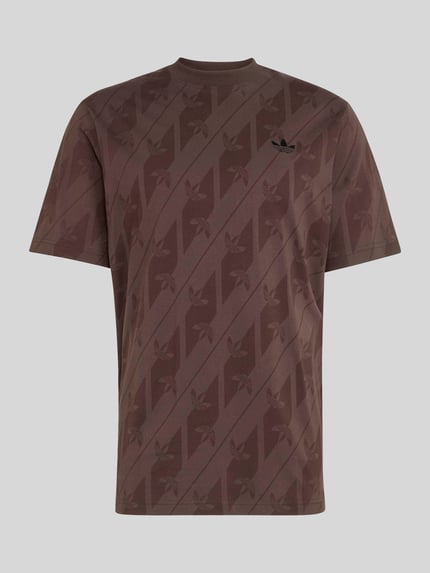 adidas Originals regular fit t-shirt van puur katoen met all-over logomotief Donkerbruin - 2