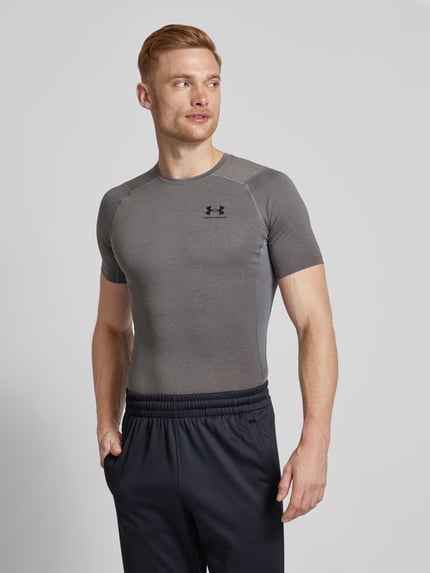 Under Armour T-shirt z o kroju slim fit z nadrukiem z logo Antracytowy 4