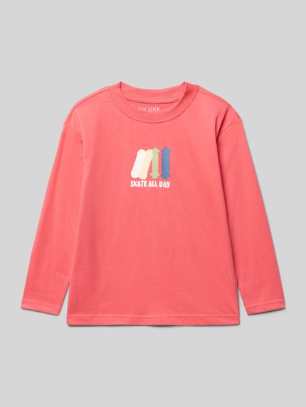 Blue Seven Longsleeve mit Motiv-Print Hellrot 1