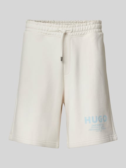 HUGO Blue Sweatshorts met labelprint, model 'Nomario' Offwhite - 2