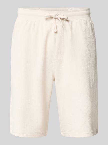Produktfoto, Relaxed Fit Sweatshorts aus reiner Baumwolle Modell 'DETROIT' von s.Oliver RED LABEL in Creme, fein strukturiert, unifarben, mit elastischem Bund, Tunnelzug und Taschen.