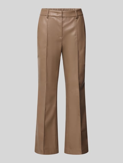 Produktfoto, Loose Fit Pants in Leder-Optik Modell 'Luane' van OPUS PANTS, bruin, rechte pijpen, haaksluiting, glad oppervlak, damesmode
