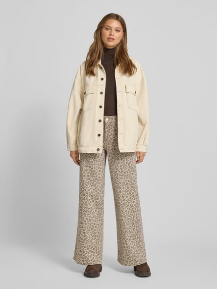 Milano Italy Flared Jeans im Animal-Look Beige 1