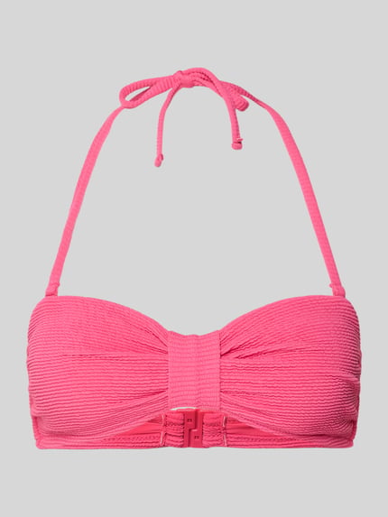 Produktfoto, Bikini-Oberteil in Bandeau-Form mit Strukturmuster von Jake*s Casual, Pink, Material-Mix mit Stretch-Anteil, körpernahe Passform