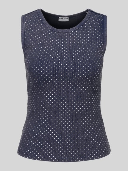 Jake*s Casual Tanktop mit Rippstrickstruktur Dunkelblau 2