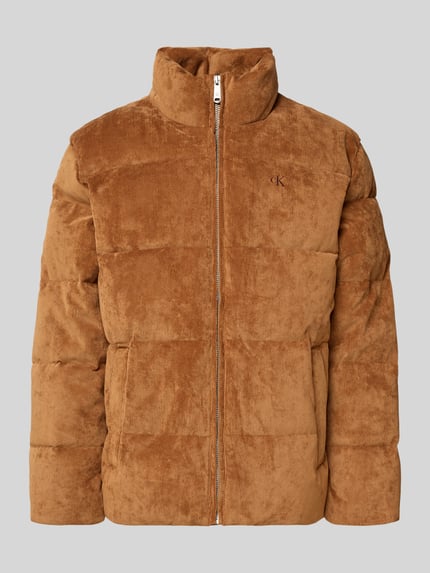 Calvin Klein Jeans Puffer Jacket aus Cord mit Stehkragen und Label-Stitching Cognac 2