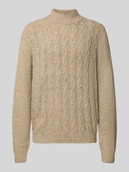 Fynch-Hatton Strickpullover aus Woll-Mix mit Stehkragen Modell 'Donegal' Offwhite 2