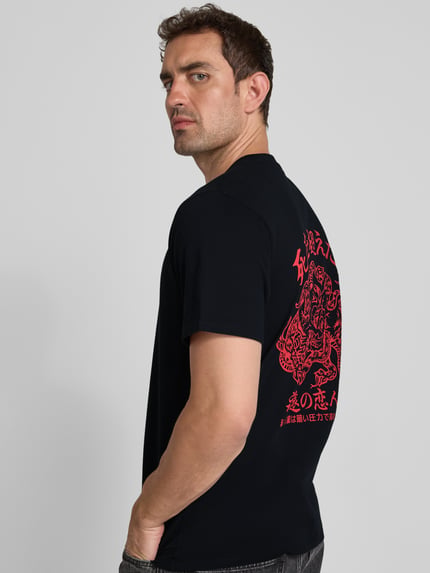 Edwin T-shirt met labelprint, model 'FOREVER LOVER' Zwart - 3
