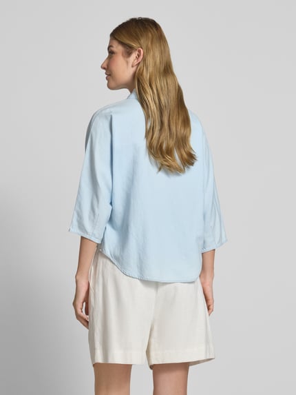 MOS MOSH Regular fit blouse met linnen, model 'ANGELICA' Lichtblauw - 5