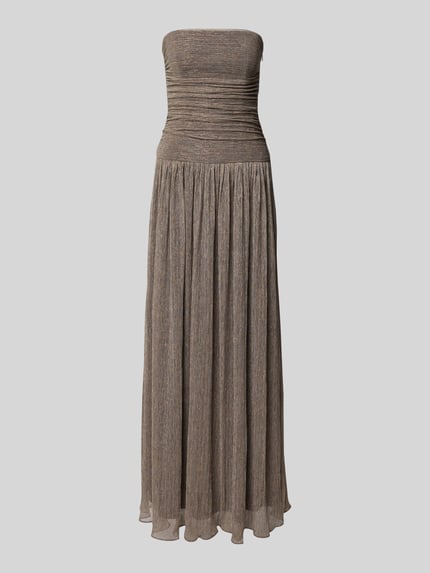Productfoto, Schimmerndes Off-Shoulder-Kleid met draperingen van Jake*s Cocktail, glanzende stof, nauw aansluitend model, ruglengte maat 36: 132 cm, borstwijdte maat 36: 42 cm.