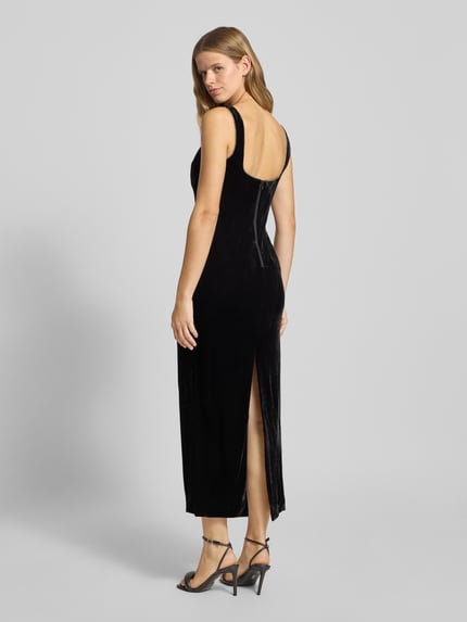 Bardot Cocktailjurk van fluweel met siersteentjes, model 'BROOKLYN' Zwart - 5