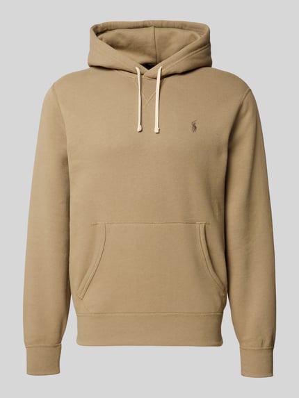 Produktfoto, Regular Fit Hoodie aus Baumwoll-Mix von Polo Ralph Lauren, Optik: Unifarben, Logo-Detail, Kängurutasche, Sweat, beige, langarm, gerippte Abschlüsse.