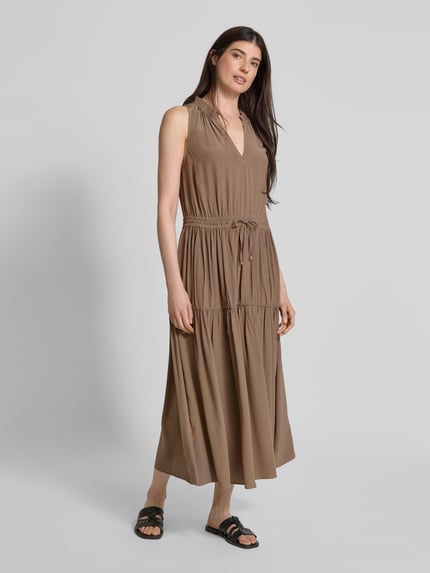 MOS MOSH Maxi-jurk met tuniekkraag, model 'Sabri' Zand gemêleerd - 1