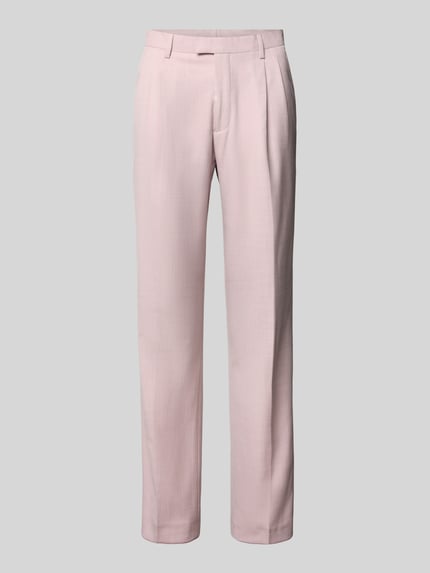 Produktfoto, Straight Fit Anzughose mit Bügelfalten von MCNEAL in hellem Rosa, Anzug-Stoff:, Gelegte Falten, Gesäßtaschen, Haken- und Reißverschluss, Bundweite 45 cm, Innenbeinlänge 78 cm bei Größe 52