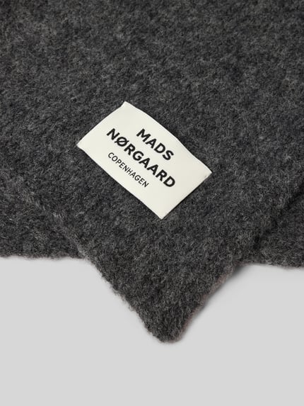 MADS NØRGAARD Sjaal met labeldetail Antraciet gemêleerd - 2