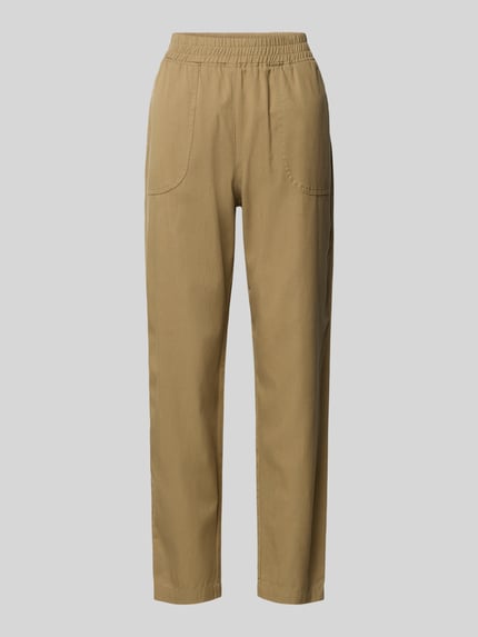 Produktfoto, Hose mit elastischem Bund von Jake*s Casual aus Material-Mix mit Baumwoll-Anteil, Regular-Fit, Eingrifftaschen, beige, glatte Textur