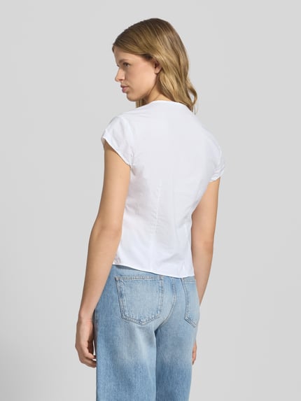 Weekday Bluzka o kroju regular fit z wiązaniem model ‘Lizzard’ Złamany biały 5