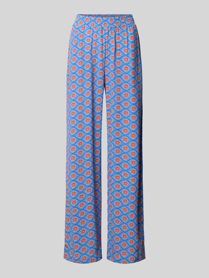 Produktfoto, Wide Fit Stoffhose aus reiner Viskose mit Allover Motiv-Print von Smith and Soul, spodnie materiałowe z wiskozy, krój wide fit, nadruk z motywem na całej powierzchni, elastyczny pas, szerokość w rozmiarze S: 38 cm, długość wewnętrzna nogawki w rozmiarze S: 80 cm