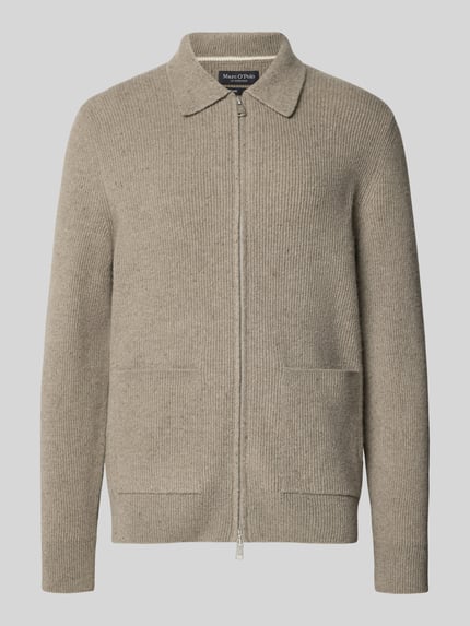 Marc O'Polo Regular Fit Strickjacke mit Zweiwege Reißverschluss Mittelgrau 1