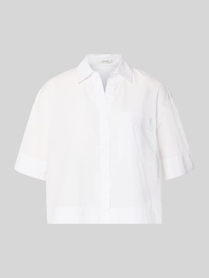 Produktfoto, witte katoenen blouse met korte mouwen, rechte boxy fit, model 'Filsona' van OPUS, Dames Kurzarmbluse