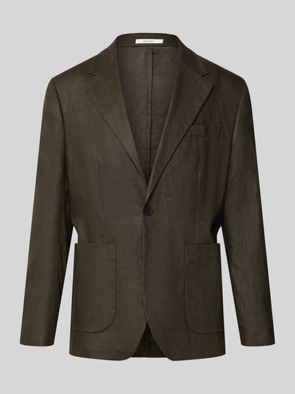 Productfoto, Regular fit sakko uit puur linnen model 'BAILEY' van Selected, heren sakko, donkerbruin, klassieke revers, zichtbare textuur