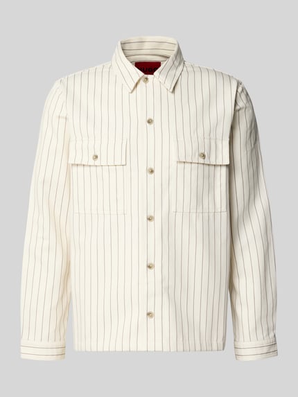 HUGO Oversized Hemdjacke aus reiner Baumwolle Modell 'EPOLDO' Offwhite 2