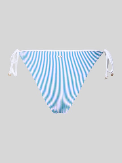Produktfoto, Bikinihose aus Seesucker mit Bindebändern von TOMMY HILFIGER mit blau-weißem Allover-Muster, Logo Applikation, Regular Fit.