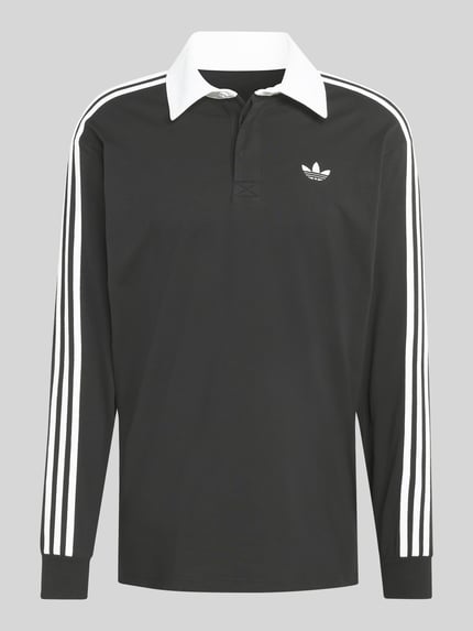 adidas Originals Regular Fit Rugbyshirt aus reiner Baumwolle Black 2