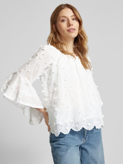 Apricot Relaxed fit blouse met structuurmotief Offwhite - 3