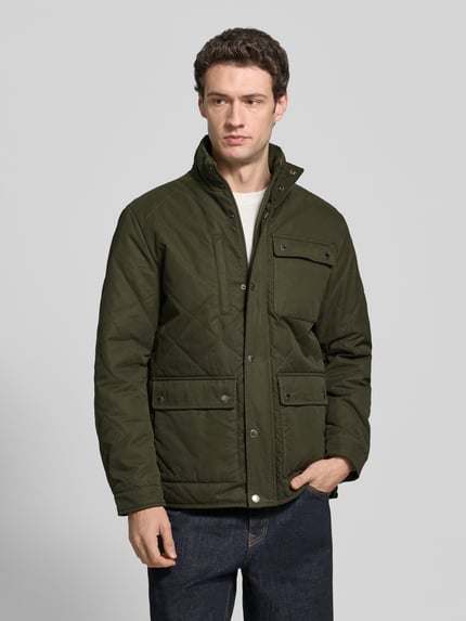 Fynch-Hatton Regular Fit Steppjacke mit Stehkragen und Pattentaschen Khaki 4