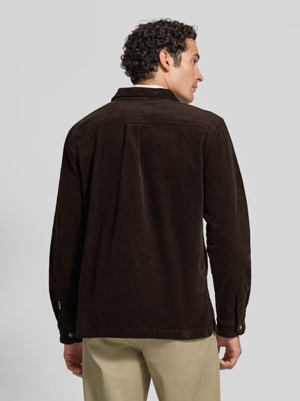 Lindbergh Regular Fit Overshirt mit Kentkragen Modell 'Superflex' Dunkelbraun 5
