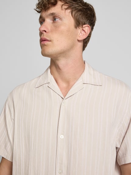 JACK & JONES Premium Regular Fit Freizeithemd aus Baumwoll-Mix mit Leinen-Anteil Modell 'MONTANA' Beige 3